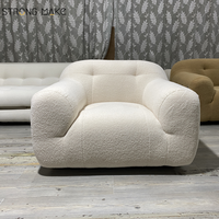 Laine d'agneau de mouton moderne nordique unique hôtel Accent Poltrona rembourré blanc laine d'agneau salon balcon fauteuil de loisirs paresseux