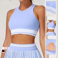 Ensemble de tenue de yoga d'entraînement 2 pièces pour femmes Logo personnalisé Vêtements de fitness Jupe et soutien-gorge Gym ActiveWear