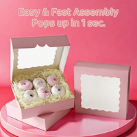 Adorables Cajas Rosas para Pastelería con Ventana Transparente |   Empaque Ecológico para Pasteles, Galletas y Donas, Empaque para Productos de Panadería