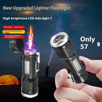 Briquet électrique portatif d'extérieur à allumage par arc Camping Forte lumière d'urgence Led Edc Mini lampe de poche
