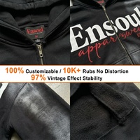 Sweat à capuche zippé en molleton 100 % coton OEM, effet délavé vintage avec logo sérigraphié, coupe oversize streetwear