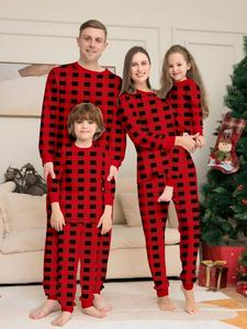 Ensemble de pyjamas à carreaux rouge et noir, nouveaux vêtements imprimés pour la famille, pour les fêtes de Noël - Product Image 6