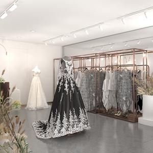 Chất Lượng Cao Bridal Cửa Hàng Hiển Thị Giá Rose Gold Quần Áo Kệ Váy Cưới Quần Áo Hiển Thị Đứng Áo Đứng Thông Tư - Product Image 3