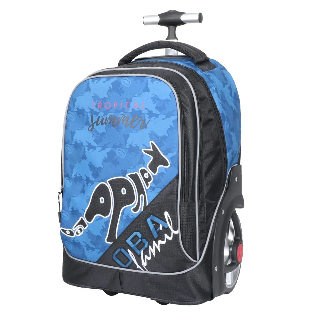 OEM Waterproof Custom Printed Logo Ergonomic Oversized Wheels Bag Child Trolley Schoolbag Kids Girls Boys School Roller Backpack