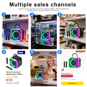 Portable Machine with Built-in Speaker 2 Wireless <b>Microphones</b> RGB LED Light BT OEM ODM Customization for Home KTV Party - Product Image 3