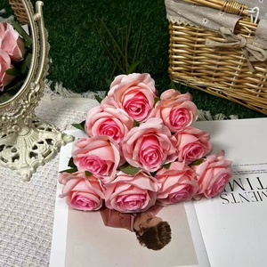 Bouquet de fleurs artificielles en tissu de soie rose, nouvelle collection 2025, pour décoration de mariage et de maison, style gaufré - Product Image 4