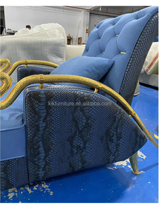 Canapé fauteuil relaxant individuel en cuir de serpent d'Italie, fabrication professionnelle, luxe léger, accoudoir en serpent doré, cadre en bois massif - Product Image 6