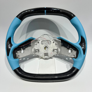 Volante in Fibra di Carbonio <span class=keywords><strong>Nera</strong></span> con Pelle Liscia Personalizzabile per Chevrolet <span class=keywords><strong>Corvette</strong></span> C8 C7 C6 - Product Image 1