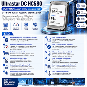 Disco Duro Empresarial Wes Tern Digital Ultrastar DC HC580 WUH722424AL5201 de 24 TB SAS 12 Gb/s 7200 RPM 512 MB 3.5 Pulgadas - Product Image 3