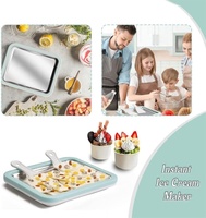 Kit de fabrication de glace roulée, plateau à glace roulée à domicile avec 2 spatules, machine à glace roulée faite maison DIY