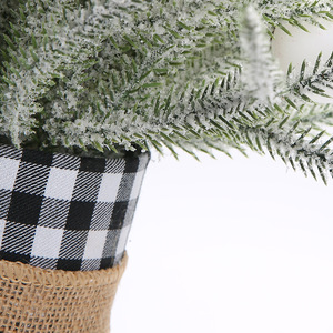 Mini sapin de Noël floqué UMIND avec boules blanches, baies et motif écossais, <span class=keywords><strong>pot</strong></span> de table d'hiver, décoration de maison de style campagnard - Product Image 5