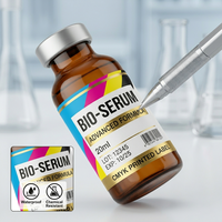 Özel Baskılı 3ml 5ml 10ml 20ml 30 ml Şişe Etiketleri Peptit Yapışkanlı Vinil Su Geçirmez Etiket Sticker Kozmetik İçin Peptit Etiketleri
