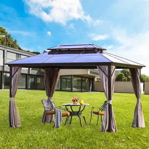 Outdoor Hardtop Gazebo in policarbonato doppio tetto in alluminio mobili Gazebo per giardino cortile feste prati