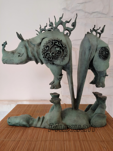 Creative <span class=keywords><strong>Rhinocéros</strong></span> Sculpture Métal Oeuvres En Laiton Animal Sculpture Salon Figurines - Product Image 3