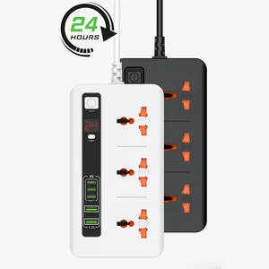 Intelligent timer function Power strip socket Integrated all-copper connection Fitted with safety door Plug socket Power socket