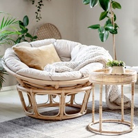 Nordic Modern Style Natural Rattan Cane Radar Papasan Mamasan Chair with Cushion