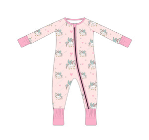 Nuovo Design <span class=keywords><strong>Pigiama</strong></span> Estivo per Neonati Manica Lunga in Bambù <span class=keywords><strong>con</strong></span> Stampa <span class=keywords><strong>Unicorno</strong></span> Cerniera YKK Comodo Antibatterico Abbigliamento per Bambini - Product Image 5