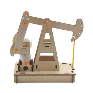 Wooden Oil Pump <b>Model</b> <b>Kit</b> With Gear Transmission For Kids Diy Assembly Educational Toy 4-6 Years Old - Product Image 4