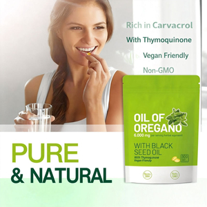 Pure Oil of Oregano 6000mg with Black Seed Oil Softgels 300 Capsules Antioxidant <b>Herbal</b> <b>Supplement</b> Oil of Oregano Capsules - Product Image 2
