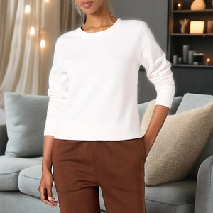 Suéter de punto para mujer, nuevo modelo otoño-invierno, anti-bolitas, de forro polar, cuello redondo, con contraste de color, holgado, largo, estilo europeo. - Product Image 2