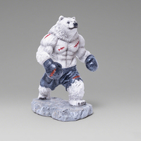 Statue d'ours de boxe en résine faite à la main, artisanat créatif, sculpture animale sportive pour cadeaux d'anniversaire et de commémoration