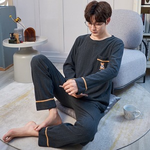 Pijamas de algodón tejido para <span class=keywords><strong>hombre</strong></span>, jersey de manga larga, ropa de casa informal para exteriores, novedad - Product Image 5