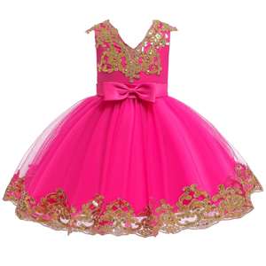 Robes de princesse pour enfants, jolies robes de fête pour bébés, jupes en tulle à nœuds pour petites filles, robes à paillettes pour enfants - Product Image 1
