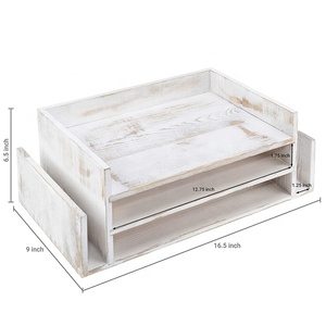 3-Tier lusuh kayu putih dicuci baki dokumen Desktop kantor & Sorter surat - Product Image 5