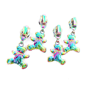 Bán Nóng Tùy Chỉnh Cầu Vồng Gấu Dây Kéo Thanh Trượt Kim Loại Dây Kéo Kéo Với Lỗ Khóa - Product Image 2