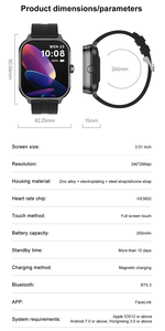 Écran tactile 2 en 1 Montre et écouteurs Tracker Sports Recorder Fréquence cardiaque Pression artérielle SmartWatch avec écouteurs - Product Image 2