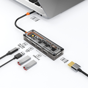 USB 3.0 <strong>HUB</strong> Transparent 6 in 1 <strong>Type</strong> <strong>C</strong> to USB <strong>HUBs</strong> HDMI <strong>Multi</strong>-<strong>function</strong> SD TF Card Docking Station - Product Image 6