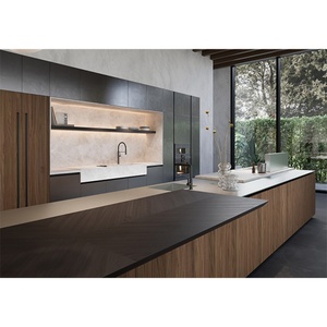 Tengce New Customized Solid Wood and <b>Matt</b> Black <b>Lacquer</b> Modern Kitchen Cabinet Designs for Modular Kitchen Cabinets - Product Image 2