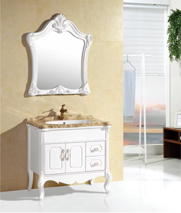 מותאם אישית אמריקאי בסגנון אירופאי אמריקאי בסגנון גבוה לבן דו-דלת מגירת pvc ארון אמבטיה עם כיור יחיד מראה - Product Image 4