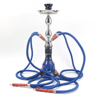 Chicha portable moderne YOUCHENG en acier inoxydable noir, écologique, avec 4 tuyaux, ensemble complet, pinces miroir en métal et fer – Vente en gros