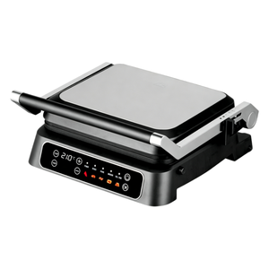 <span class=keywords><strong>Grill</strong></span> électrique numérique avec <span class=keywords><strong>plaques</strong></span> <span class=keywords><strong>amovibles</strong></span> antiadhésives en acier inoxydable, 5 programmes prédéfinis, 90 cm² ° &180 ° Ouverture de la presse à panini - Product Image 1