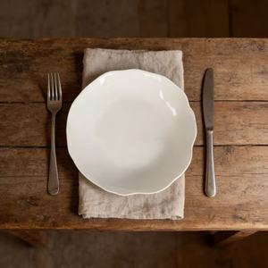 Assiette à soupe minimaliste en céramique blanche de style <span class=keywords><strong>belge</strong></span>, vaisselle pour hôtel et restaurant, ensemble de dîner pour cuisine, vente en gros - Product Image 1