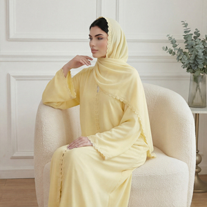 Abaya Loriya dernière collection 2026, dentelle florale, vêtements pour femmes, tissu Nida, cardigan en dentelle, abaya avec hijab, ensemble deux pièces, vêtements musulmans - Product Image 1