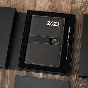 Luxe Vip Client Snelle Levering Fitness A5 Hardcover Journal Fabrikanten 2022 Planner Pu Lederen Notebook En Pen Gift Set