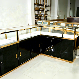 Vetrina Espositiva per Gioielli Bianca e Nera, Stile Fabbrica, in Compensato e Vetro Temperato, con Serratura - Product Image 1