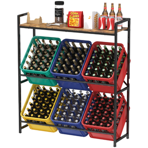 Freestanding Modern Three-Layer Iron Beverage <b>Rack</b> Sustainable Multifunction Design <b>Baking</b> Paint Finish for Water Beer Drinks - Product Image 1