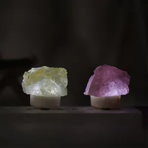 Natural Gemstone Crystal USB Light Citrine DIY Raw Stone Lamp Healing Clear Quartz Rough Mixed Home Decoration For Gift
