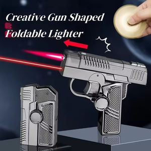 Encendedor Metálico Plegable con Forma de Pistola, Giratorio Antiestrés para Dedo, con Láser para Cigarros y Fiestas, Aleación de Zinc, a Gas - Product Image 3