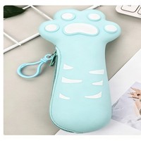 Étui à crayons en silicone en forme de patte de chat mignon pour enfants, étudiants, pochette de papeterie scolaire durable