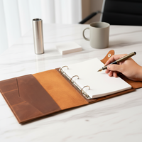 Couverture de carnet en cuir de vachette avec logo personnalisé, couverture de portefeuille en cuir véritable personnalisée, couverture de carnet à feuilles mobiles gravée