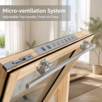 Fenêtre de toit à charnière centrale en aluminium et bois, haut de gamme, en pin massif, pour maison passive, avec micro-ventilation réglable