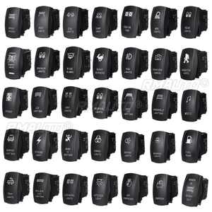 Interruptores Basculantes Universales de 12V 24V de 5/7 Pines, 36 Patrones, para Coche, Barco, Caravana, Impermeables, con Doble Barra de Luz LED Verde - Product Image 2