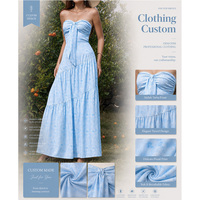 Robe longue en satin fluide à volants, style gâteau, sans bretelles, avec ruban torsadé à la taille, motif floral frais, idéale pour les vacances