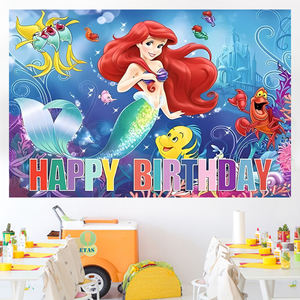 Fondo de la Sirenita, Fondo de la Princesa <span class=keywords><strong>Ariel</strong></span>, Pancarta para Fotografía, Decoración de Fiesta de Cumpleaños para Niñas - Product Image 3