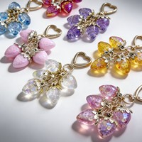 Kawaii Aurora Aardbei Cluster Sleutelhanger Hart Karabijnhaak Goud Metaal Fruit Tas Hanger Mode Dames Portemonnee Decoratie Cadeau