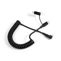 Ukalun kabel Data pengisi daya USB Tipe C, kabel Data ganda 4 in 1 3A 60W 1.5 Meter untuk iPhone dengan 90 derajat untuk bermain game mobil